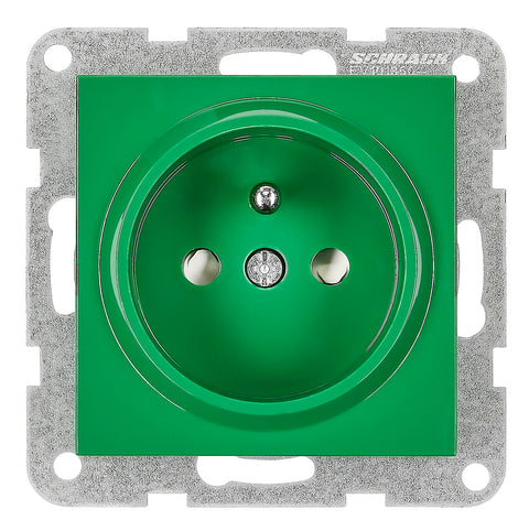 Insert priză, cu pin PE, protecție cleme cu șurub, verde