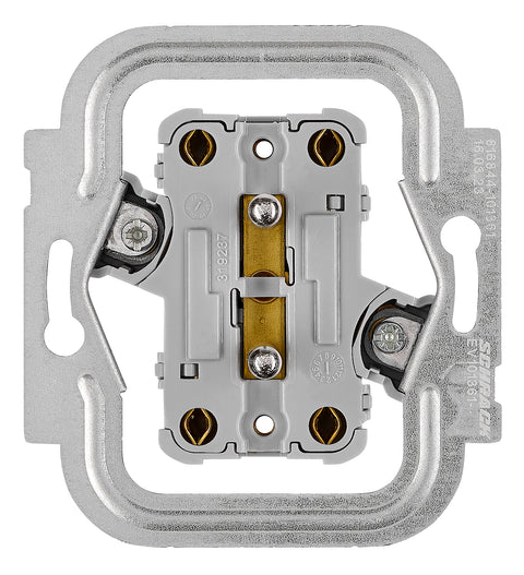 Priză dublă completă cu pin, 2xPE, cleme cu șurub, albă