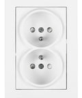 Priză dublă completă cu pin, 2xPE, cleme cu șurub, albă