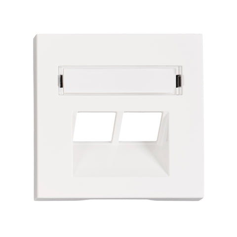 Mască 2*RJ45,cu fereastră de etichetare, albă