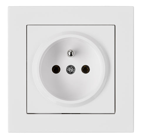 Priză completă, cu pin PE, conexiune cu șurub, albă