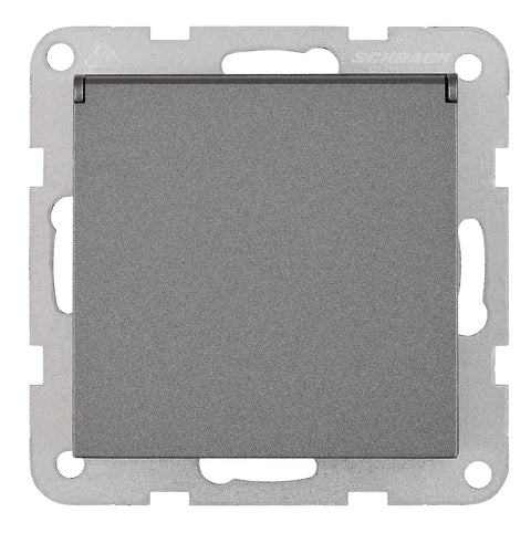Insert priză cu capac de protecție, conex elastică, antracit