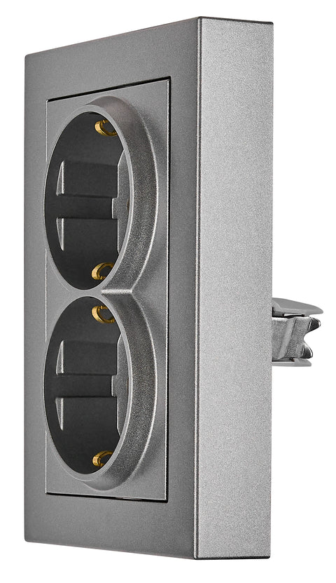 Priză dublă completă cu contacte de protecție, antracit