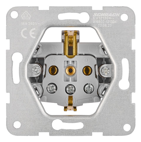 Insert priză, contacte de protecție, protecție IP2XC, argint