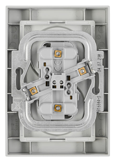 Priză dublă completăcu Pin PE, conexiune cu șurub, argintiu