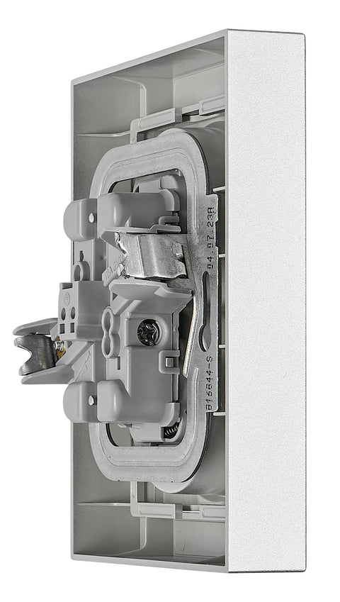 Priză dublă completăcu Pin PE, conexiune cu șurub, argintiu