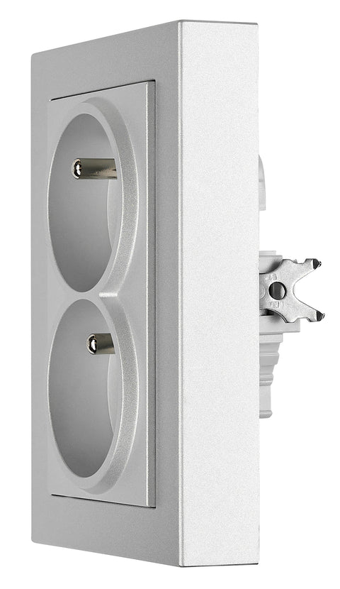 Priză dublă completă cu Pin PE, 2xPE, 1 priză rotită 45°, ar