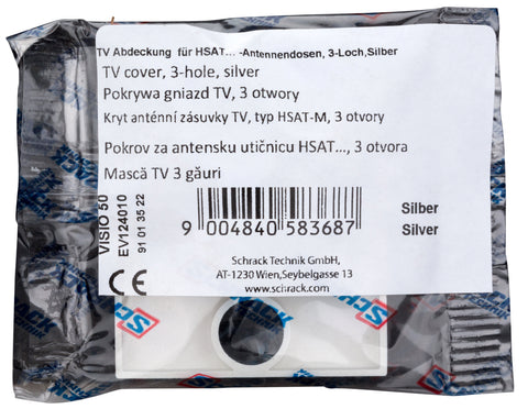 Mască pentru priză TV, tip HSAT cu 3 decupaje, argintiu