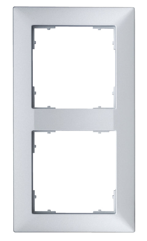 Ramă pentru 2 aparate cu dimensiuni de 55x55mm, argintie