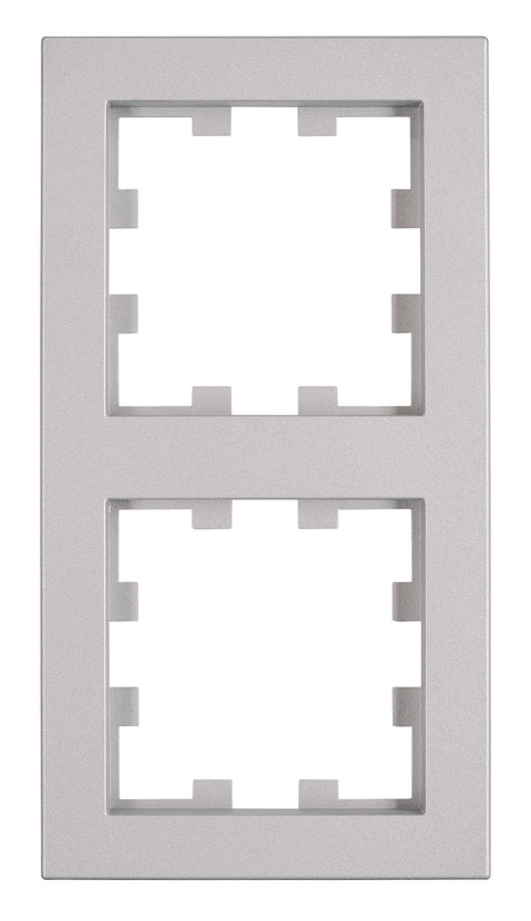 Ramă 2 aparate, Design CUBIC, argintie