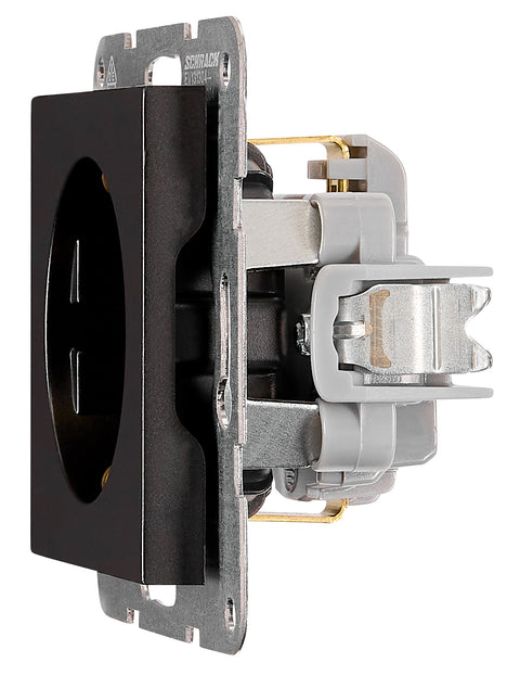Socket outlet with safety shutter, screw clamps, black