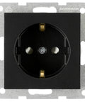 Socket outlet with safety shutter, screw clamps, black