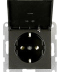 Socket outlet, flap cover, cage clamps, black
