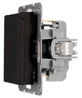 Socket outlet, flap cover, cage clamps, black