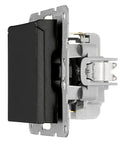 Socket outlet, flap cover, screw clamps, black