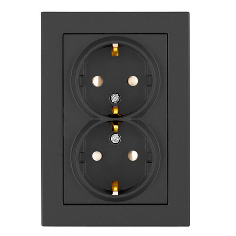 Compact socket outlet, screw clamps, black