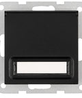 Socket outlet, flap cover, labeling field, cage clam, black