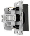 Socket outlet, flap cover, labeling field, cage clam, black