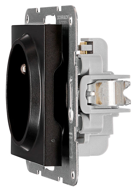 Pin socket outlet with safety shutter, cage clamps, black