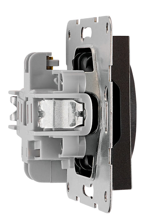 Pin socket outlet with safety shutter, cage clamps, black