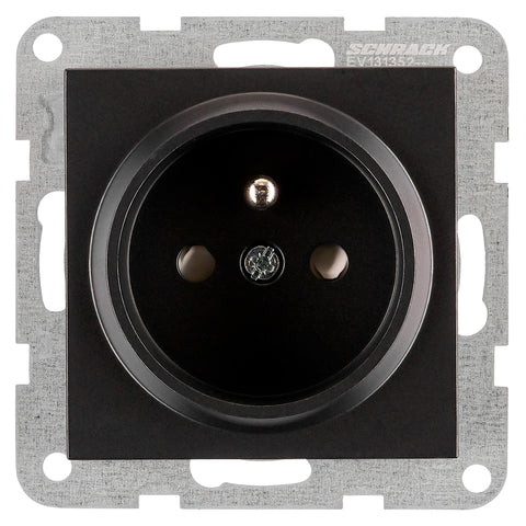 Pin socket outlet with safety shutter, screw clamps, black