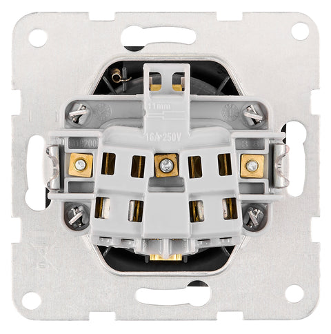 Pin socket outlet with safety shutter, lid, screw, black