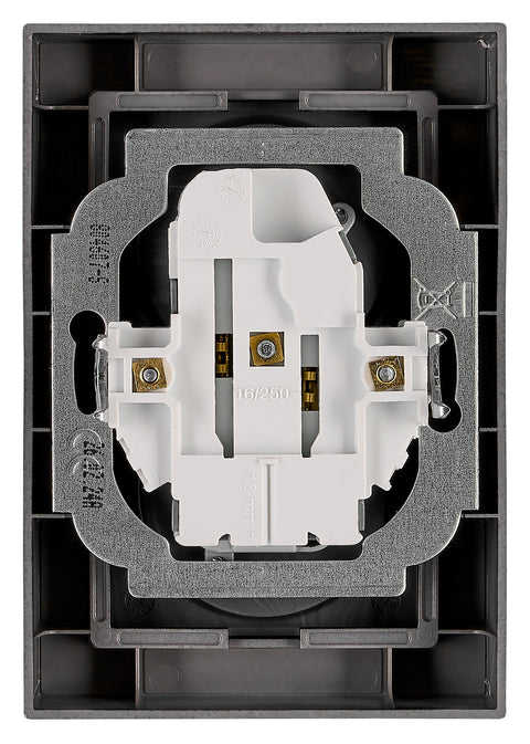 Pin compact socket outlet 2x2P+E, 45° turned, cage cl, black