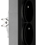 Pin compact socket outlet 2x2P+E, 45° turned, cage cl, black