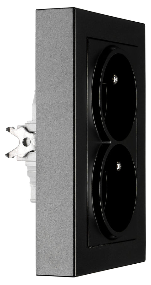 Pin compact socket outlet 2x2P+E, 45° turned, cage cl, black