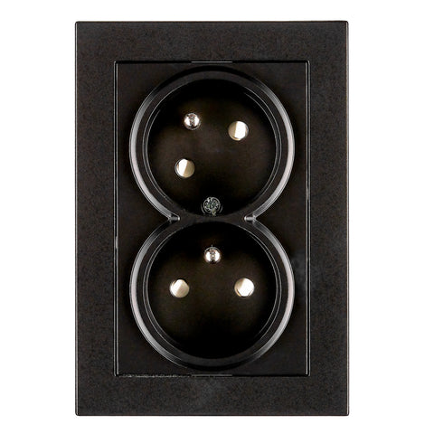 Pin compact socket outlet 2x2P+E, 45° turned, cage cl, black