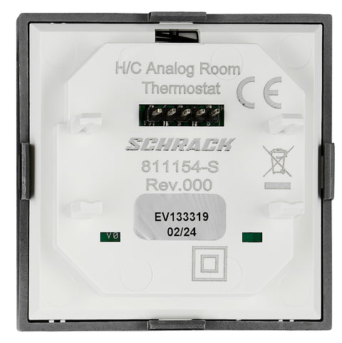 Analog thermostat - top part, heating/cooling, black