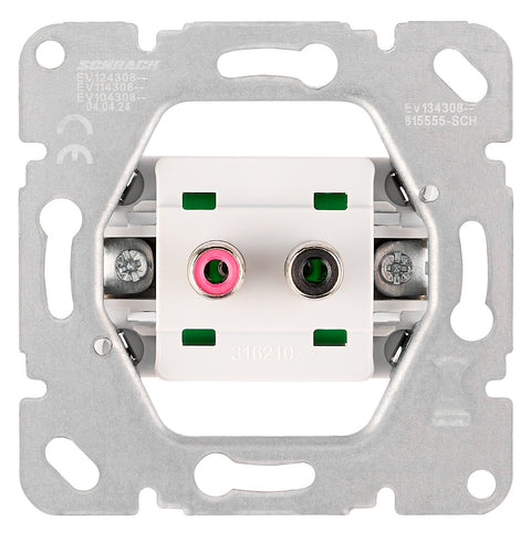 Audio socket, screw clamps, black