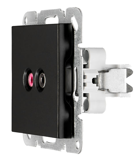 Audio socket, screw clamps, black