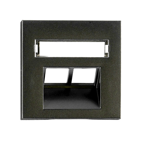 Cover for RJ45 UAE outlet, labelling window, 2-Port, black