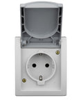 Priză cu PE şi capac, 16A, PT, cleme elastice, IP54