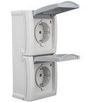 Priză dublă PE+capac, 16A, vertical, PT, cl.elastice, IP54