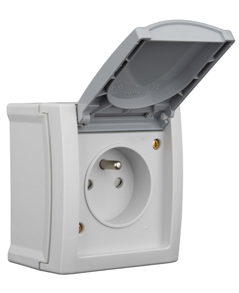 Priză cu pin PE şi prot copii, 16A, PT, cleme elastice, IP54