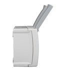 Priză dublă cu pin PE, protecţie copii, montaj oriz.IP54,gri