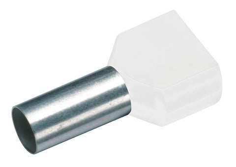 Wire ferrule, Duo 2x0.5mm², L1=8mm, white