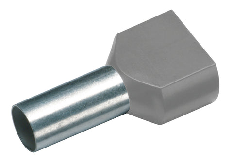 Wire ferrule, Duo 2x0.75mm², L1=10mm, grey