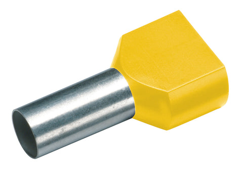 Wire ferrule, Duo 2x6mm², L1=14mm, yellow