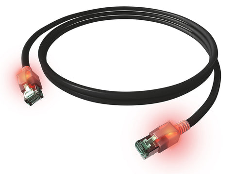 Patchcablu Cat6a cu LED ecranat RJ45 negru 10GB 2m