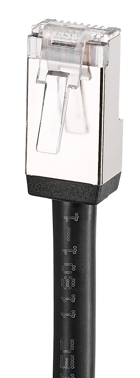 Patchcord ecranat Cat.6a RJ45S 10GB, PE OUTDOOR, negru, 5.0m