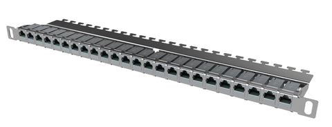 preLink/fixLink Panel 19" 0.5U 24xRJ45, Stainless Steel