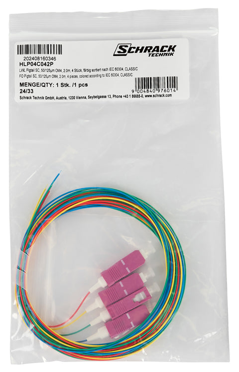 Pigtail FO SC, 50/125µm OM4, 2.0m, Easy Strip, 4pcs