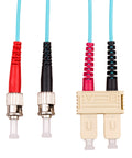 Patchcablu duplex ST/SC, 50/125µm OM3, LS0H-3, aqua, 10m