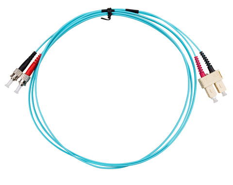 Patchcablu duplex ST/SC, 50/125µm OM3, LS0H-3, aqua, 10m