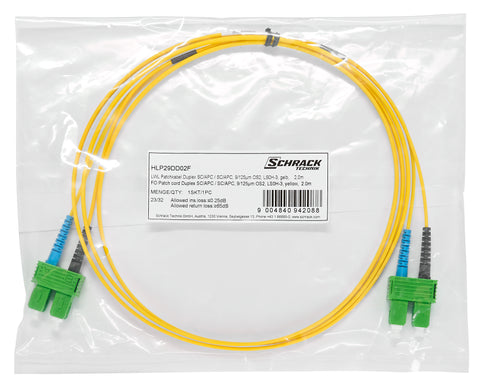 Patchcord Duplex SC/APC  /  SC/APC, 9/125µm OS2, LS0H-3, 2m
