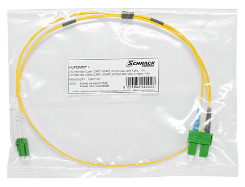 Patchcord Duplex LC/APC  /  SC/APC, 9/125µm OS2, LS0H-3, 3m