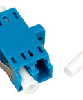 Cuplă LC Duplex,Plastic,Singlemode,zirc.,flanşă,albstr.,ECO